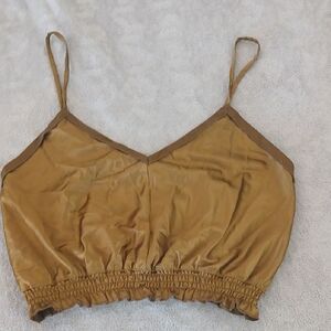 Zara Light Brown Satin Cropped Cami Top